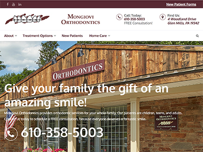 Image of the Mongiovi Orthodontics website.